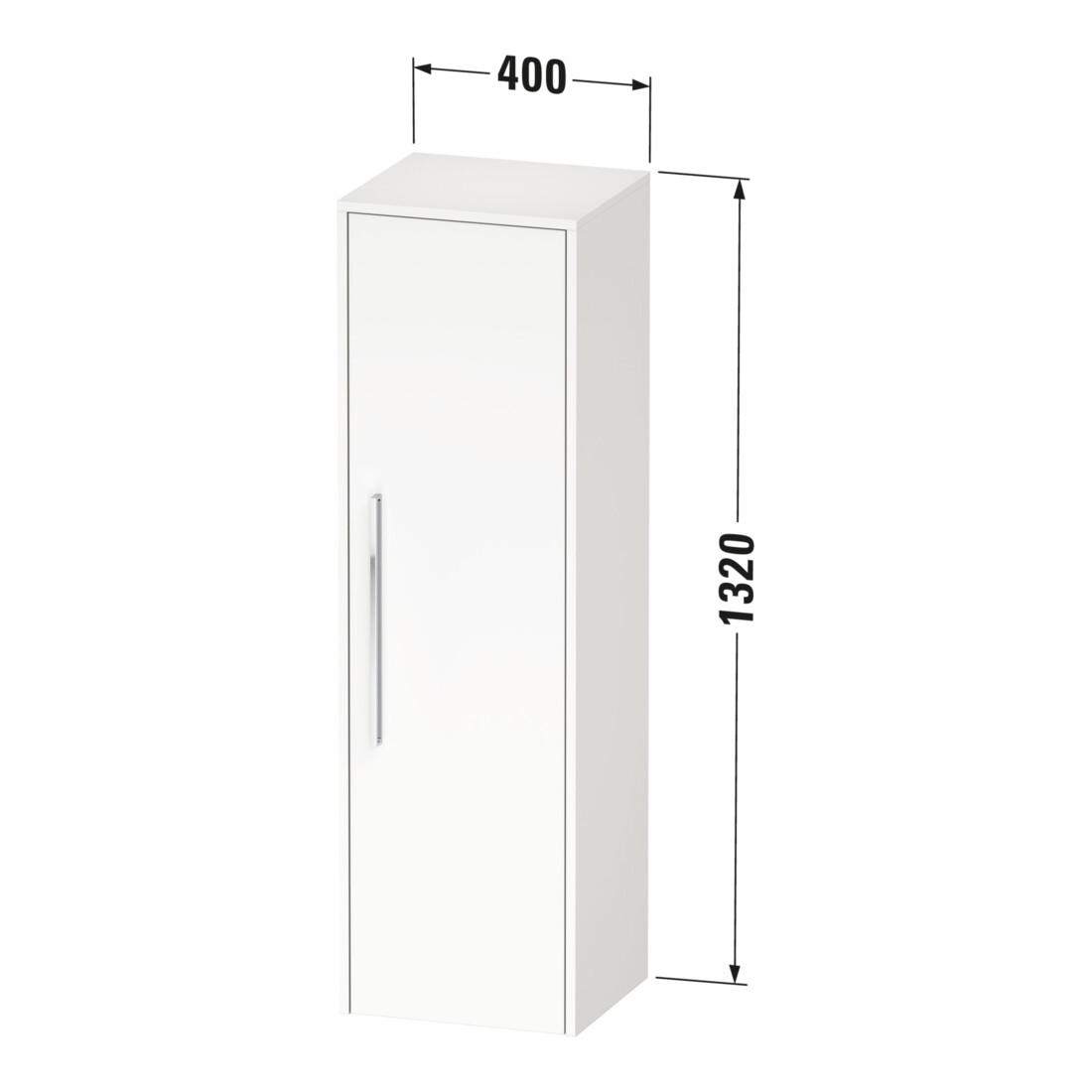 Duravit Armoire semi-haute D-Code 40x132x36 cm, 2 étag., gauche, blanc laqué