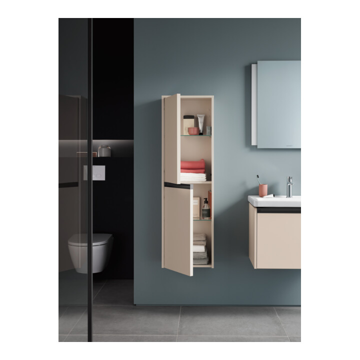 Duravit Armoire semi-haute Ketho.2 40x24x132 cm, 2 portes, raccord droite, taupe mat