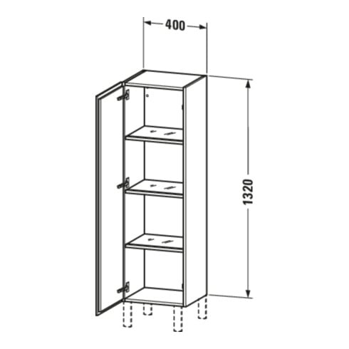 Duravit Armoire semi-haute L-Cube 40x36,3x132 cm, porte gauche, chêne naturel