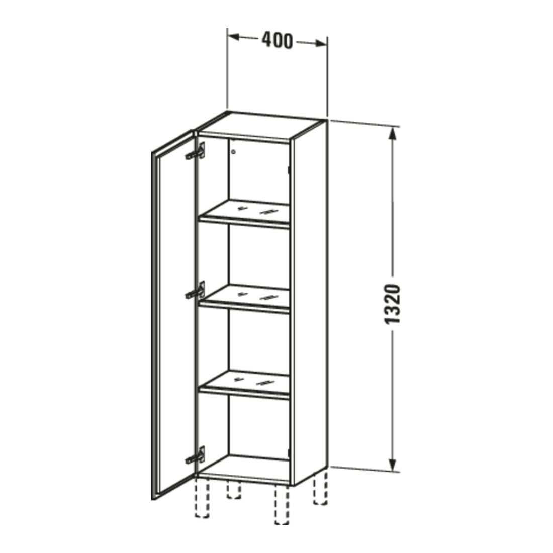 Duravit Armoire semi-haute L-Cube 40x36,3x132 cm, porte gauche, noyer brossé