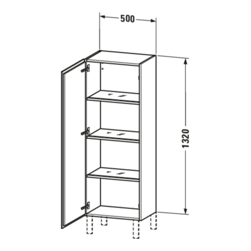 Duravit Armoire semi-haute L-Cube 50x36,3x132 cm, porte gauche, graphite mat