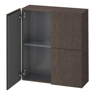 Duravit Armoire semi-haute L-Cube 70x24,3x80cm, 2 portes, chêne foncé brossé