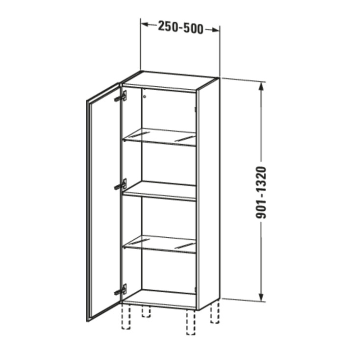 Duravit Armoire semi-haute L-Cube indiv., porte droite, graphite super mat