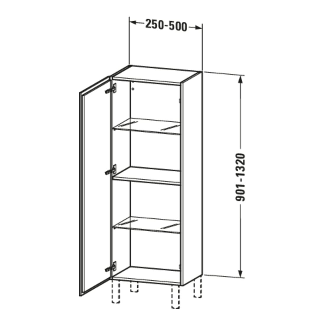 Duravit Armoire semi-haute L-Cube individual, porte gauche, blanc mat