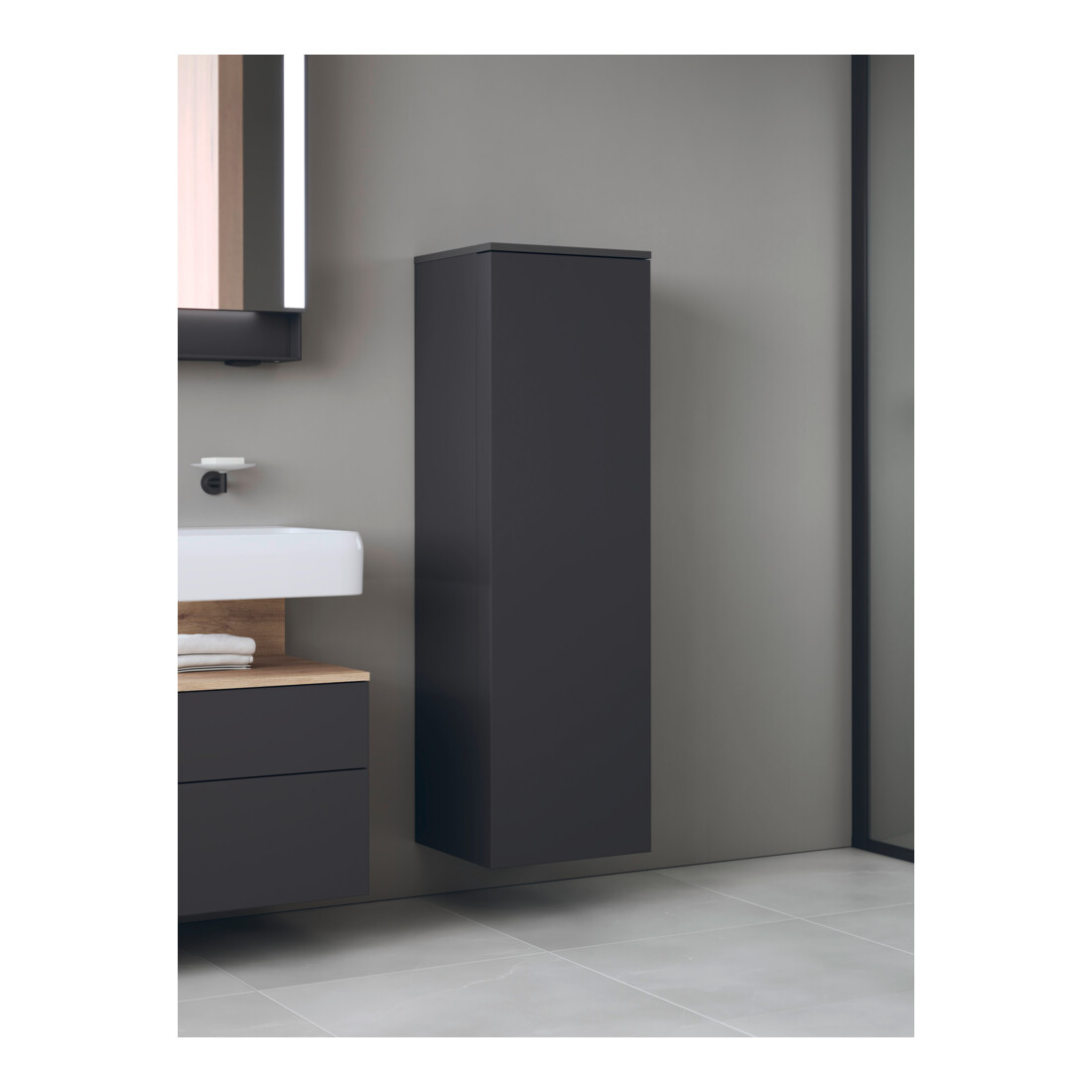 Duravit Armoire semi-haute Qatego 40x36x132 cm, 1 porte, côté gauche, graph ma