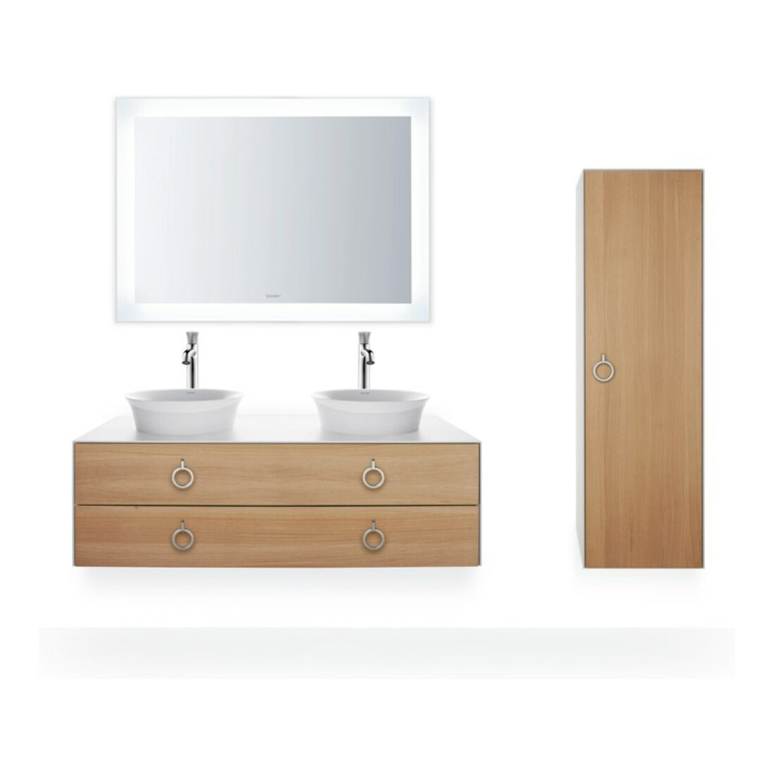 Duravit Armoire semi-haute White Tulip 40x36x132 cm, 1 porte avec poignée, blanc naturel brillant