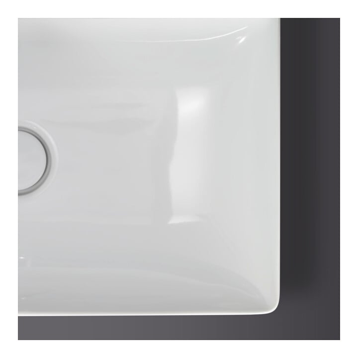 Duravit Aufsatzbecken geschliffen DuraSquare 60x34,5cm, o. HL, ÜL, Hahnlochbank, weiß