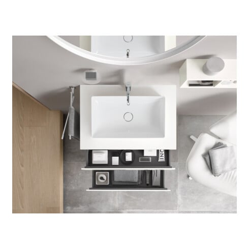Duravit Aufsatzbecken geschliffen DuraSquare 60x34,5cm, o. HL, ÜL, Hahnlochbank, weiß