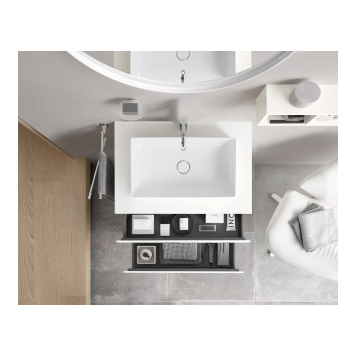 Duravit Aufsatzbecken geschliffen DuraSquare 60x34,5cm, o. HL, ÜL, Hahnlochbank, weiß