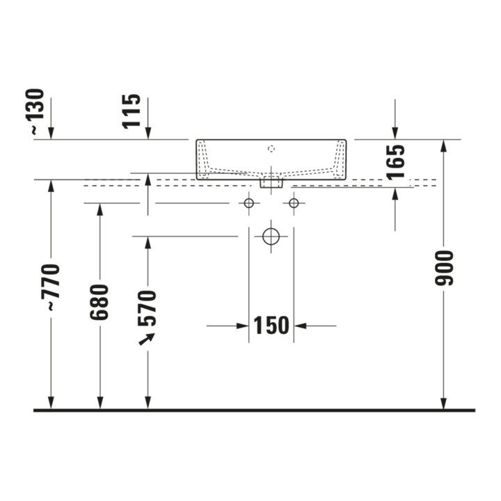 Duravit Aufsatzbecken geschliffen Vero Air 50x47cm, m ÜL, HLB, ohne Hahnloch, weiß