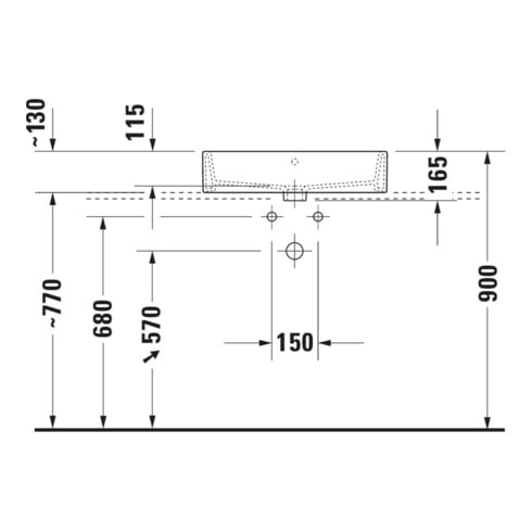 Duravit Aufsatzbecken geschliffen Vero Air 60x47cm, m ÜL, HLB, ohne Hahnloch, weiß
