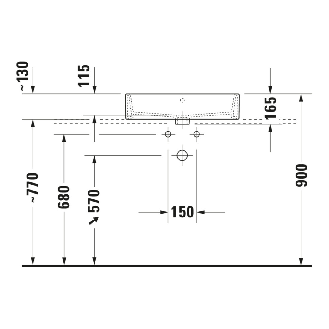 Duravit Aufsatzbecken geschliffen Vero Air 60x47cm, o. ÜL, m HLB, o. Hahnloch, weiß