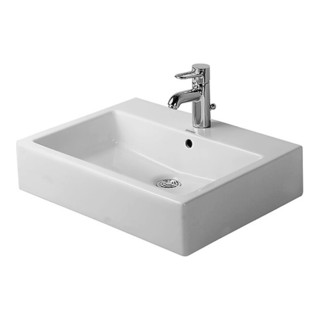 Duravit Aufsatzbecken VERO mit Überlauf, Hahnlochbank, 500 x 470 mm, geschliffen 1 Hahnloch weiß