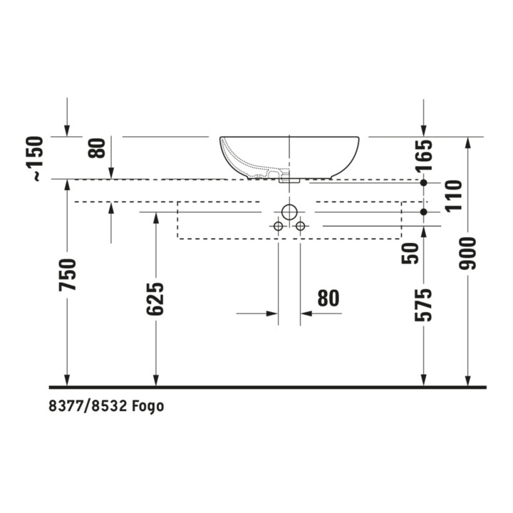 Duravit Aufsatzwaschtisch 49,5x35cm, o. HL, m ÜL, o. HLB, weiß