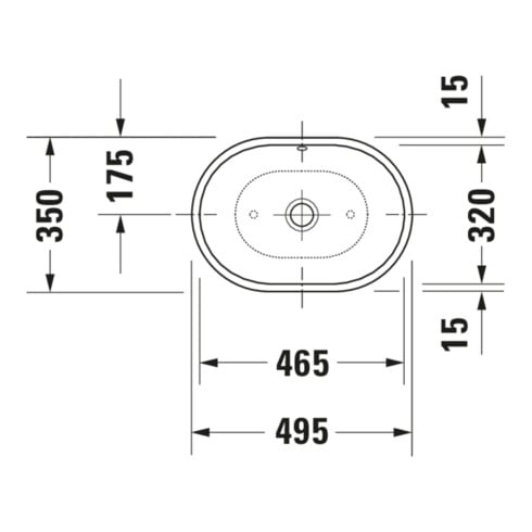 Duravit Aufsatzwaschtisch 49,5x35cm, o. HL, m ÜL, o. HLB, weiß