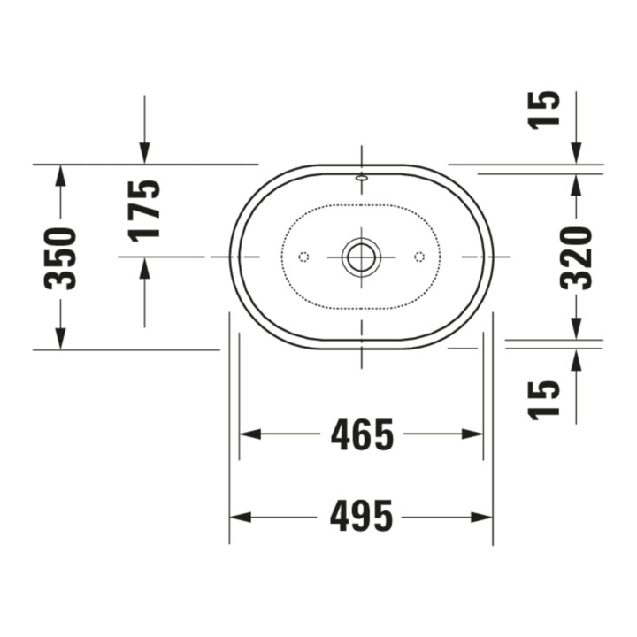 Duravit Aufsatzwaschtisch 49,5x35cm, o. HL, m ÜL, o. HLB, weiß