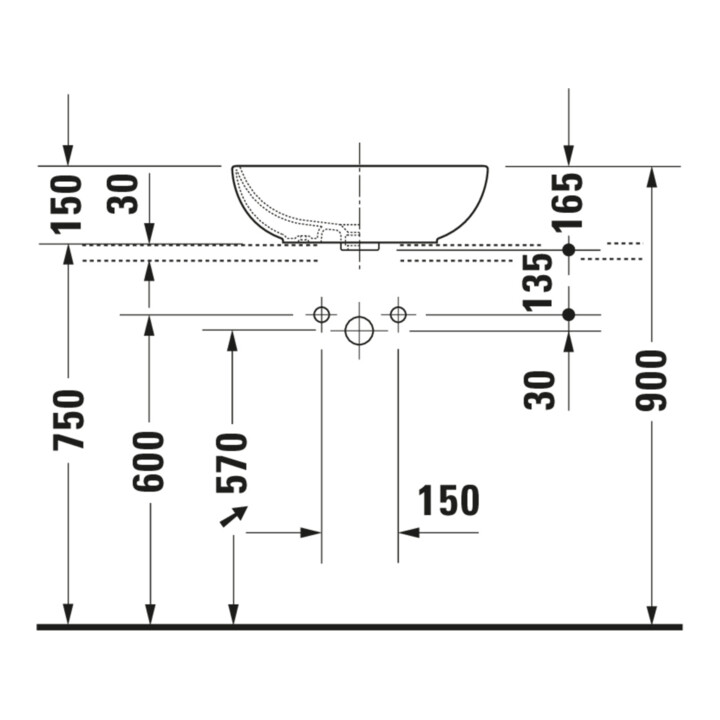 Duravit Aufsatzwaschtisch 49,5x35cm, o. HL, m ÜL, o. HLB, weiß
