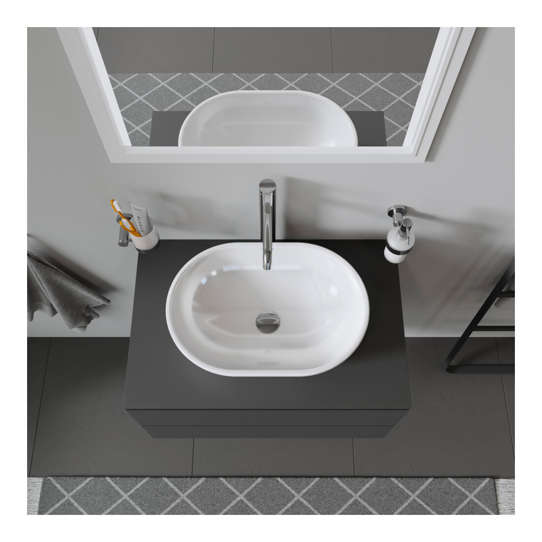 Duravit Aufsatzwaschtisch 49,5x35cm, o. HL, m ÜL, o. HLB, weiß
