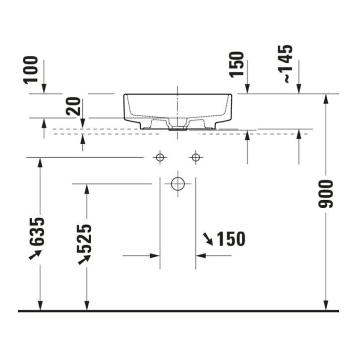 Duravit Aufsatzwaschtisch Balcoon 45x45cm, o. Hahnl., ÜL, weiß Seidenmatt