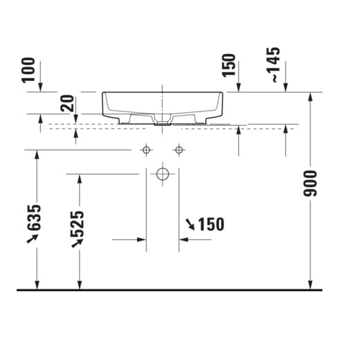 Duravit Aufsatzwaschtisch Balcoon 55x45cm, o. Hahnl., ÜL, weiß Seidenmatt