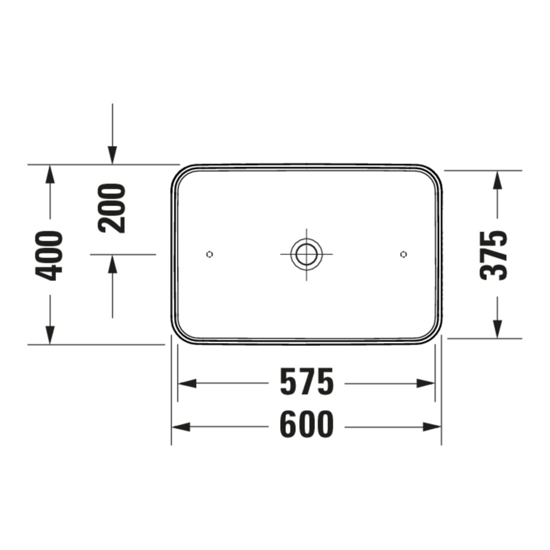 Duravit Aufsatzwaschtisch D-Neo 60x40cm, o. ÜL, ohne Hahnlochbank, weiß