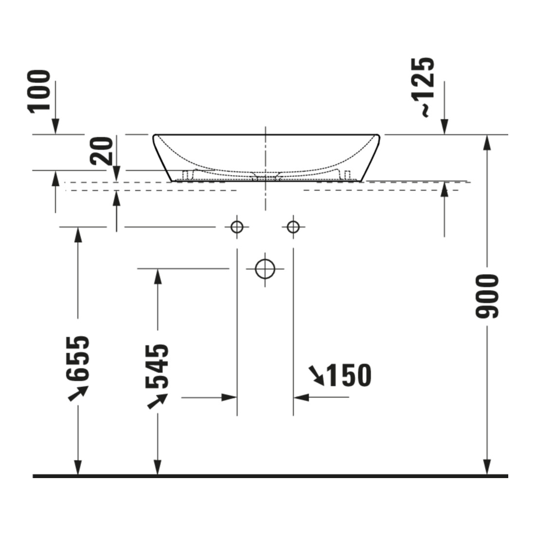 Duravit Aufsatzwaschtisch D-Neo 60x40cm, o. ÜL, ohne Hahnlochbank, weiß