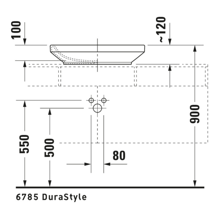 Duravit Aufsatzwaschtisch DuraStyle 60x38cm, geschli., o. HL, ÜL, HLB, weiß