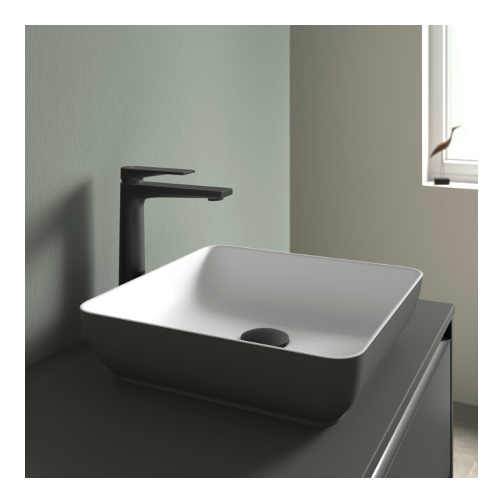 Duravit Aufsatzwaschtisch DuroCast + Sivida 40x40cm, I.Fa w m, Auß.Fa dunkelgr. ma