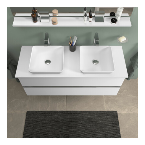 Duravit Aufsatzwaschtisch DuroCast + Sivida 40x40cm, weiß seidenmatt