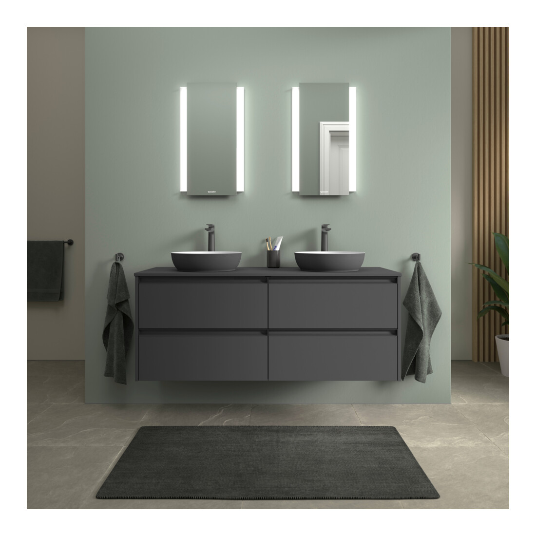 Duravit Aufsatzwaschtisch DuroCast + Sivida d 40cm, I.Fa w m, Auß.Farbe dunkelgr. ma