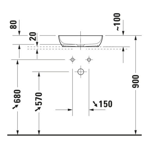 Duravit Aufsatzwaschtisch DuroCast + Sivida d 40cm, I.Fa w m, Auß.Farbe dunkelgr. ma