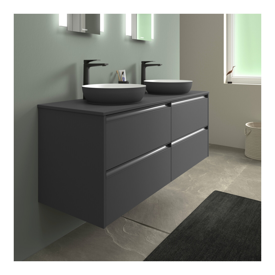 Duravit Aufsatzwaschtisch DuroCast + Sivida d 40cm, I.Fa w m, Auß.Farbe dunkelgr. ma