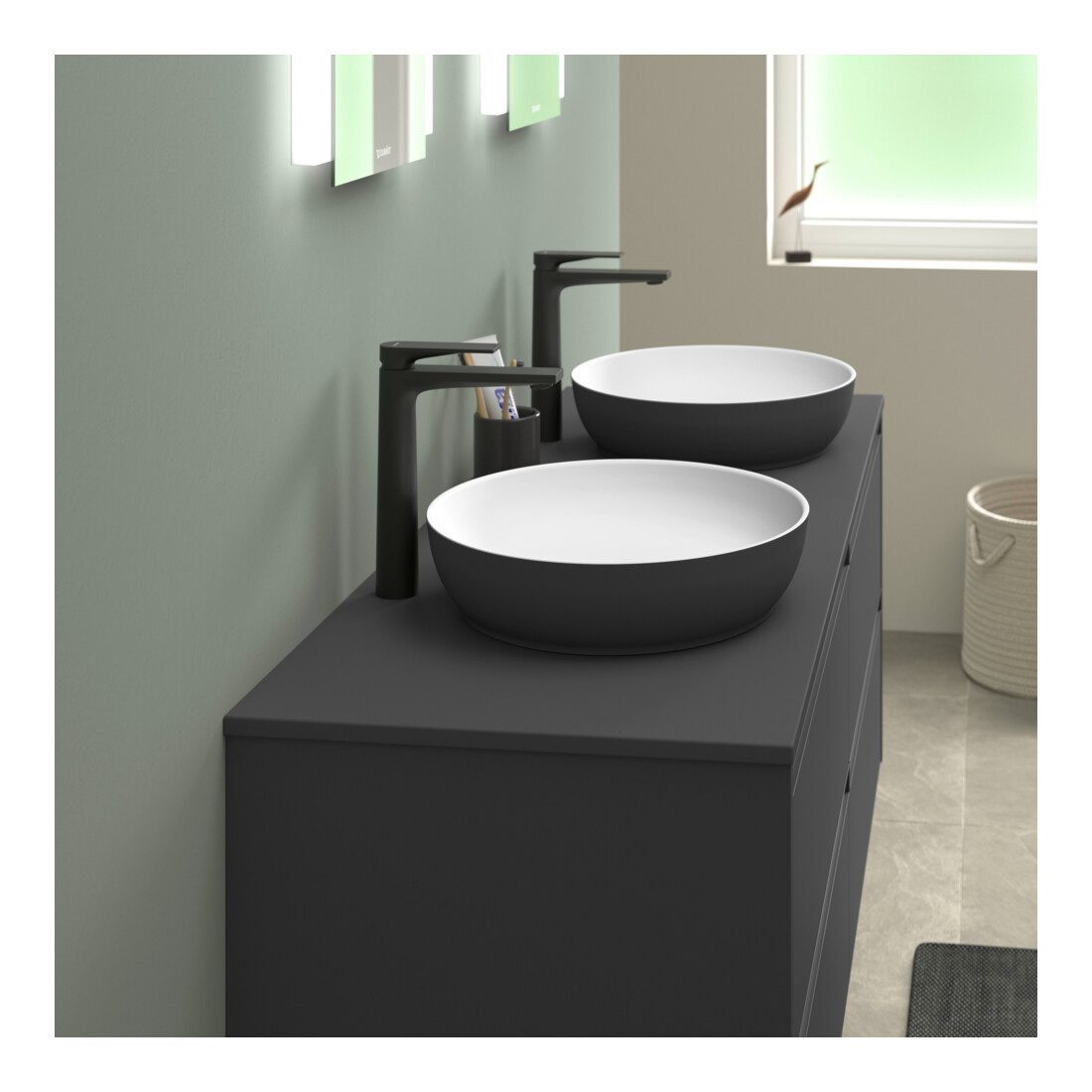 Duravit Aufsatzwaschtisch DuroCast + Sivida d 40cm, I.Fa w m, Auß.Farbe dunkelgr. ma