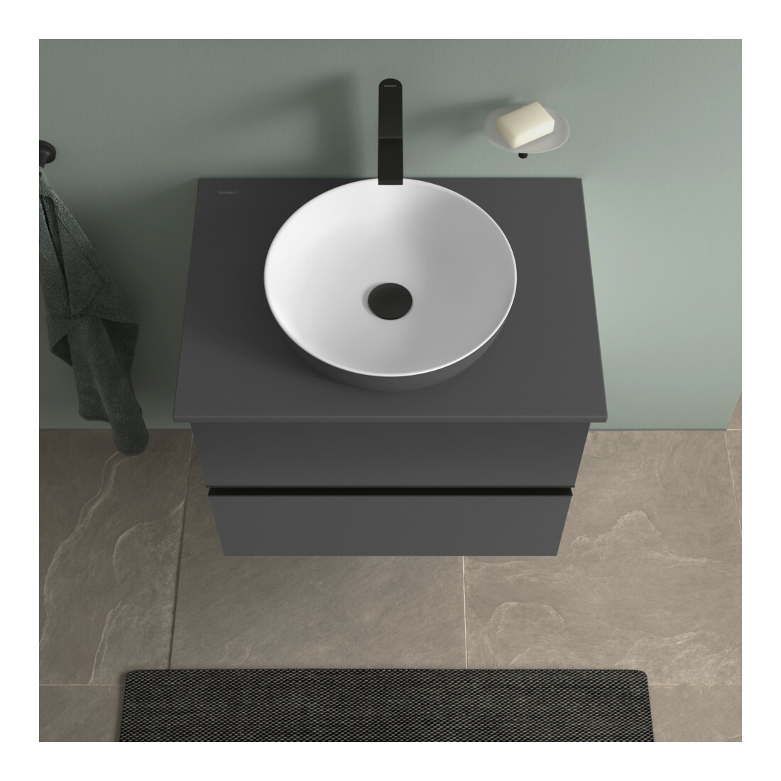 Duravit Aufsatzwaschtisch DuroCast + Sivida d 40cm, I.Fa w m, Auß.Farbe dunkelgr. ma