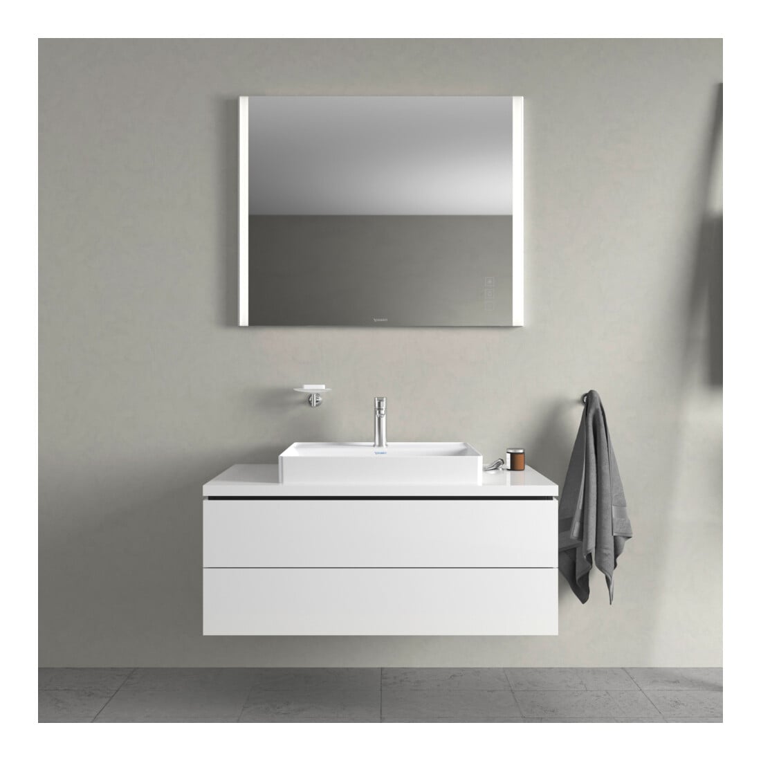 Duravit Aufsatzwaschtisch geschli. DuraSquare 60x47cm, o. ÜL, m HLB, 1 Hahnloch, weiß