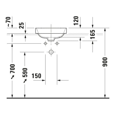 Duravit Aufsatzwaschtisch Happy D.2 Plus 40x40, gs, o HL, ÜL, HLB, we/anthr. ma