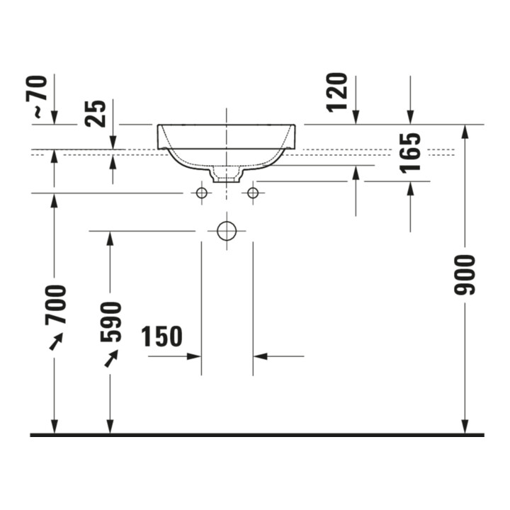 Duravit Aufsatzwaschtisch Happy D.2 Plus 40x40, gs, o HL, ÜL, HLB, we/anthr. ma