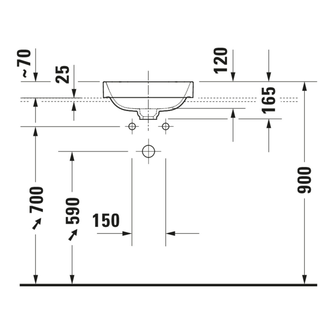 Duravit Aufsatzwaschtisch Happy D.2 Plus 40x40, gs, o HL, ÜL, HLB, we/anthr. ma
