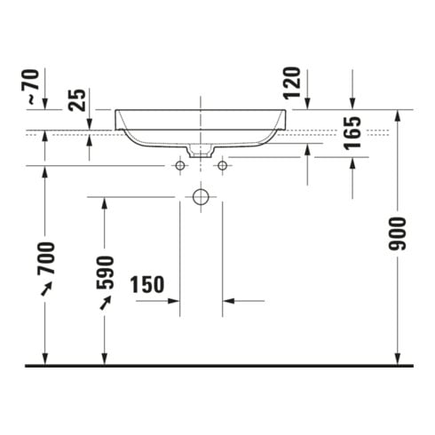 Duravit Aufsatzwaschtisch Happy D.2 Plus 60x40cm, gs, o HL, ÜL, HLB, we/anthr. ma