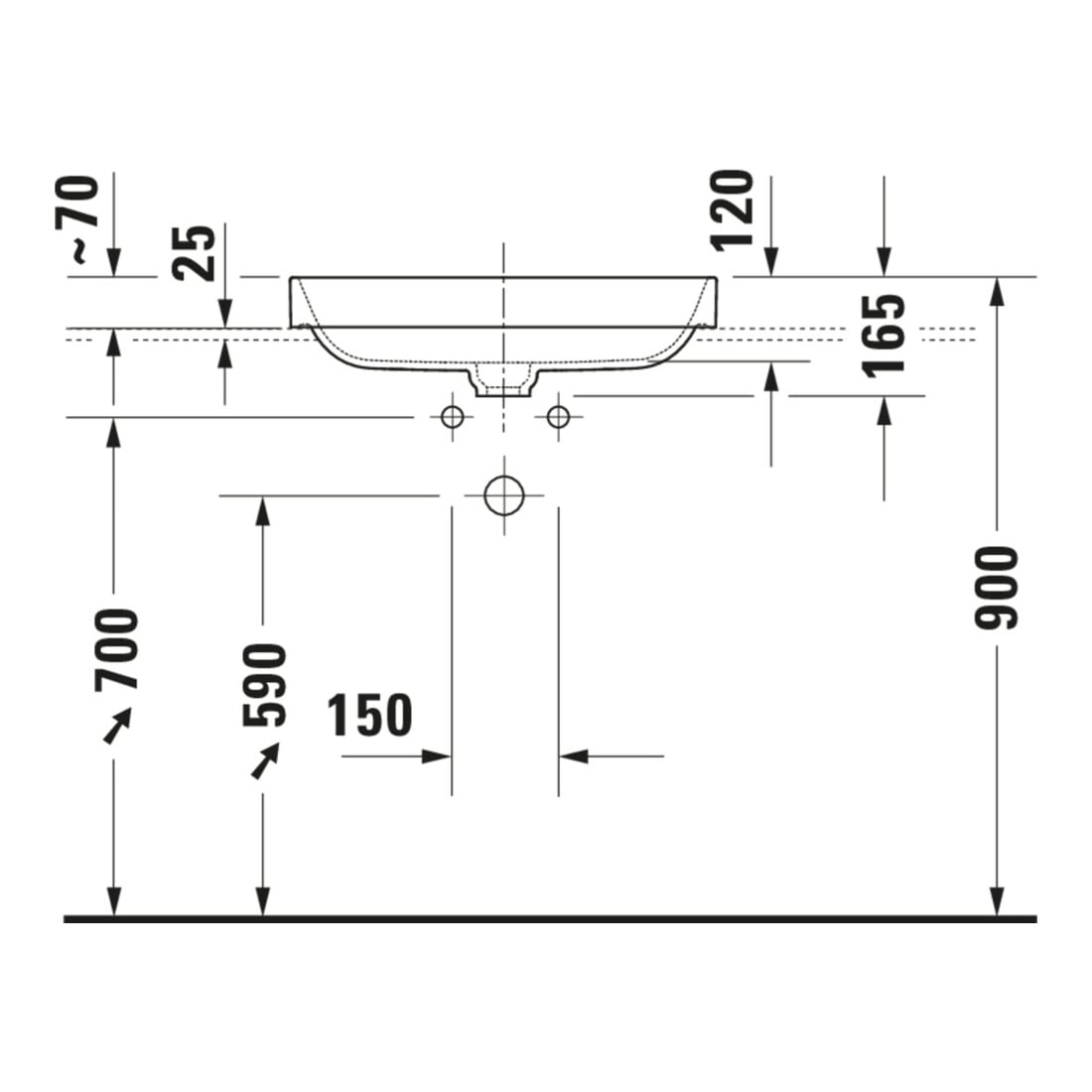 Duravit Aufsatzwaschtisch Happy D.2 Plus 60x40cm, gs, o HL, ÜL, HLB, we/anthr. ma