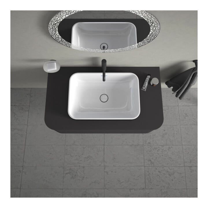 Duravit Aufsatzwaschtisch Happy D.2 Plus 60x40cm, gs, o HL, ÜL, HLB, we/anthr. ma