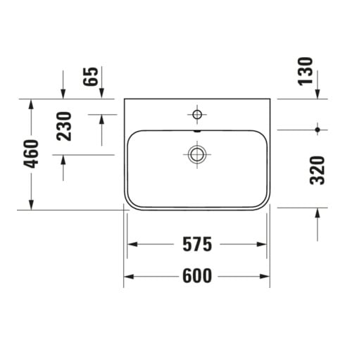 Duravit Aufsatzwaschtisch Happy D.2 Plus 60x46, geschli., o HL, m ÜL, HLB, weiß