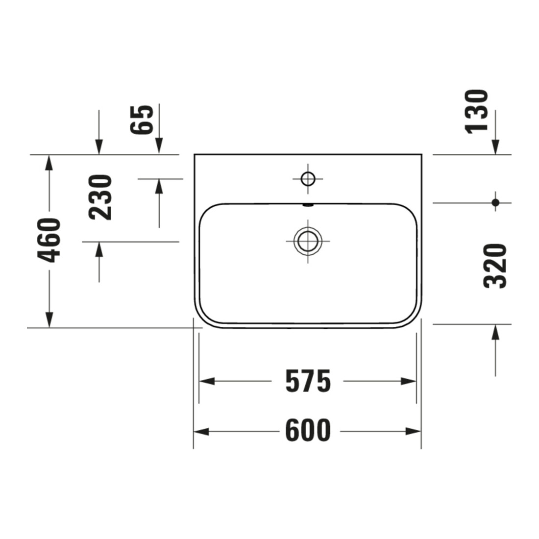 Duravit Aufsatzwaschtisch Happy D.2 Plus 60x46, geschli., o HL, m ÜL, HLB, weiß