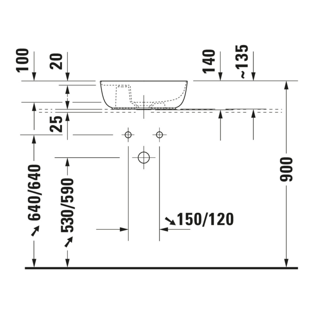 Duravit Aufsatzwaschtisch Luv 42x27cm, gs, m HL, o. ÜL, m HLB, we/we