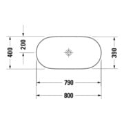 Duravit Aufsatzwaschtisch Luv 80x40cm, geschli., o. HL, ÜL, HLB, we/we-4