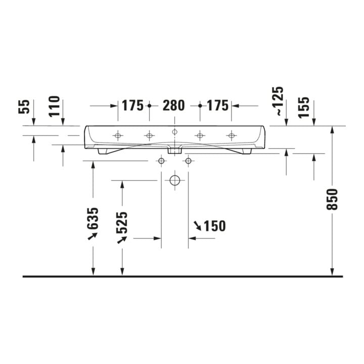 Duravit Aufsatzwaschtisch Qatego 100x47cm, w g, o HL, m Ü, HL, geschli.