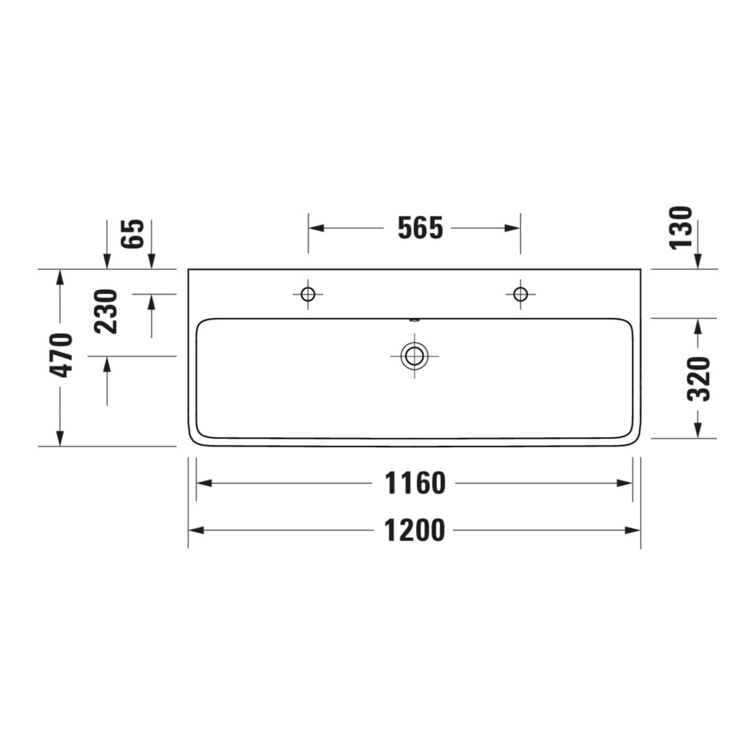 Duravit Aufsatzwaschtisch Qatego 120x47cm, w g, o HL, m Ü, HL, geschli.