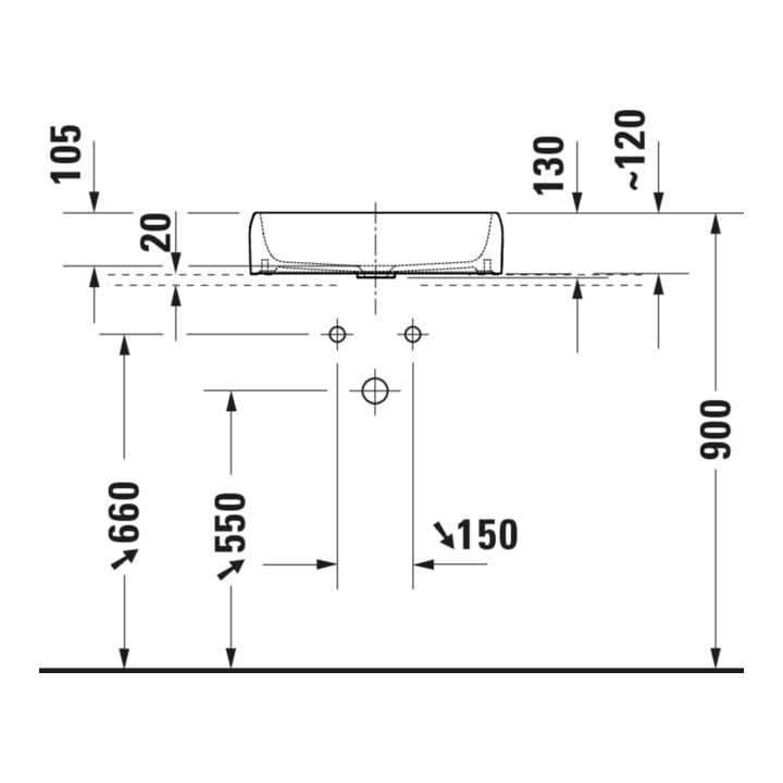 Duravit Aufsatzwaschtisch Qatego 50x40cm, o Ü, o. Hahnloch-/bank, we. hgl
