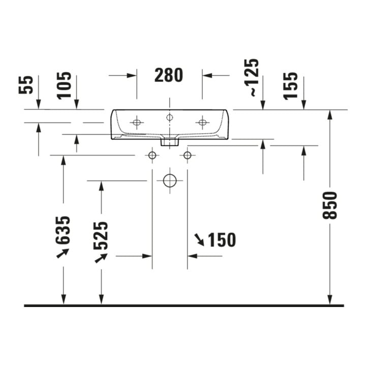 Duravit Aufsatzwaschtisch Qatego 50x42cm, w g, m HL, Ü, HL, geschli.