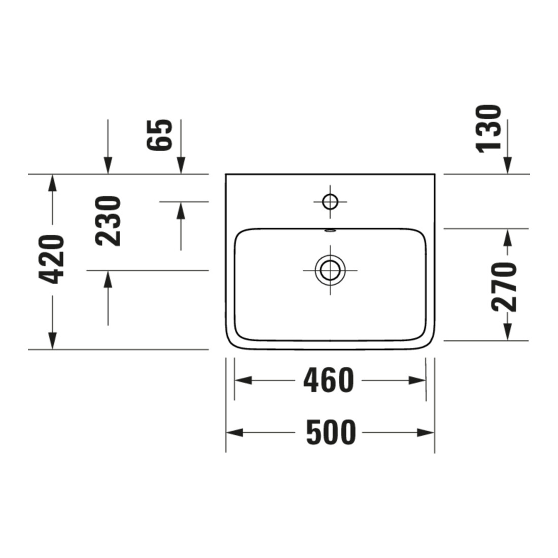 Duravit Aufsatzwaschtisch Qatego 50x42cm, w g, m HL, Ü, HL, geschli.